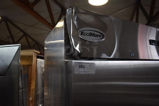 BRAND NEW SCRATCH AND DENT! KoolMore RIR-1D-SS-19C Stainless Steel Commercial Single Door Reach In Cooler on Commercial Casters. 115 Volts, 1 Phase. Tested and Working! - Image 7 of 8