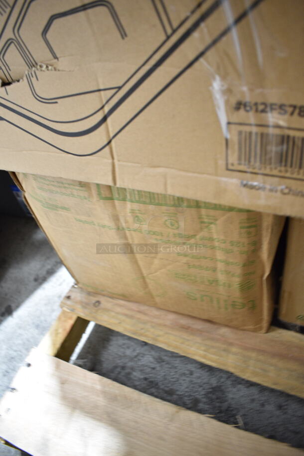 PALLET LOT of 24 BRAND NEW Boxes Including 500CC16 Choice Clear PET Customizable Plastic Cold Cup - 16 oz. - 1000/Case, TP12 Solo Ultra Clear Plastic Cold Cup, 20G-063015 Gusset Bags, Pactiv Newspring NC888B Versatainer Rectangular Container, Choice 6" x 6" x 3" Compostable Sugarcane / Bagasse Take-Out Container, 378W-2000 Cups, 966TALLFLDB Choice White Tall-Fold 6" x 13" Dispenser Napkin - 8000/Case, 129MCS38B Choice 38 oz. Black Rectangular Microwavable Heavy Weight Container with Lid 8 3/4" x 6 1/4" x 2" - 150/Case, 3 Box 129MCS38B Choice 38 oz. Black Rectangular Microwavable Heavy Weight Container with Lid 8 3/4" x 6 1/4" x 2" - 150/Case, 500COLLAR Choice 10-24 oz. Printed Coffee Cup Sleeve / Jacket / Clutch - 1200/Case, Choice 2 oz Portion Cups, Choice 0.75 Portion Cups, 274MOPBCKTGY Lavex 35 qt. Gray Mop Bucket, 433SLINERBL Baker's Lane 16" x 24" Full Size Silicone Coated Parchment Paper Bun / Sheet Pan Liner Sheet - 1000/Case, 612FS7800 Choice Full Size Foil Steam Pan. 24 Times Your Bid! - Image 2 of 12