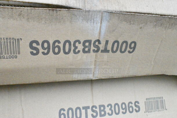 3 BRAND NEW SCRATCH AND DENT! Regency 600TSB3096S 30" x 96" 16-Gauge Stainless Steel Commercial Work Table with 4" Backsplash and Undershelf. 3 Times Your Bid! May Be Missing Pieces. - Image 3 of 5