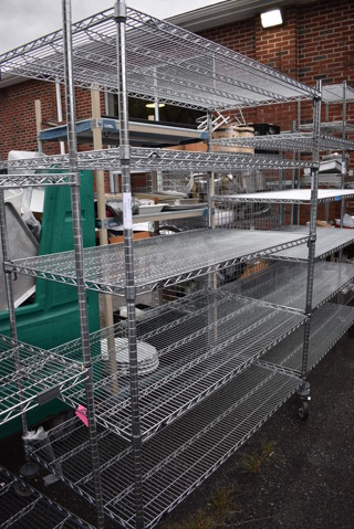 Metro Chrome Finish 5 Tier Shelving Unit on Commercial Casters. BUYER MUST DISMANTLE. PCI CANNOT DISMANTLE FOR SHIPPING. PLEASE CONSIDER FREIGHT CHARGES. 60x30x80