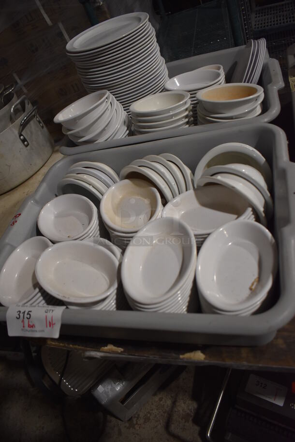 ALL ONE MONEY! Lot of 2 Gray Bus Bins of Various Poly Plates, Bowls and Dishes. Includes 9x9x1, 8x8x1, 8.5x5.5x2, 6x4.5x1 - Image 5 of 5