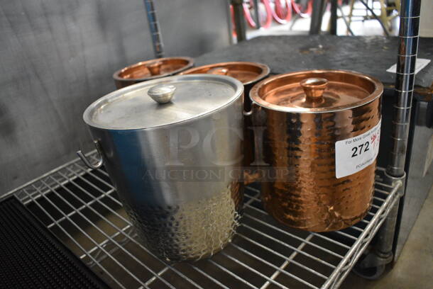 4 Various Metal Ice Buckets w/ 4 Lids. 7x7x7, 8x8x9. 4 Times Your Bid! - Image 2 of 3