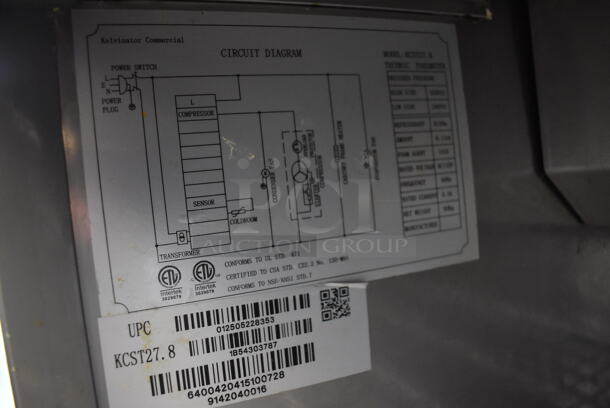 Kelvinator KCST27.8 Stainless Steel Commercial Sandwich Salad Prep Table Bain Marie Mega Top on Commercial Casters. 115 Volts, 1 Phase. 28x31x42.5. Tested and Working! - Image 6 of 6