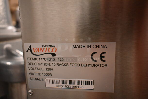 BRAND NEW SCRATCH AND DENT! 2023 Avantco 177EG30N Stainless Steel Commercial Countertop Ten Tray Food Dehydrator with Removable Door. 120 Volts, 1 Phase. Tested and Working! - Image 7 of 7
