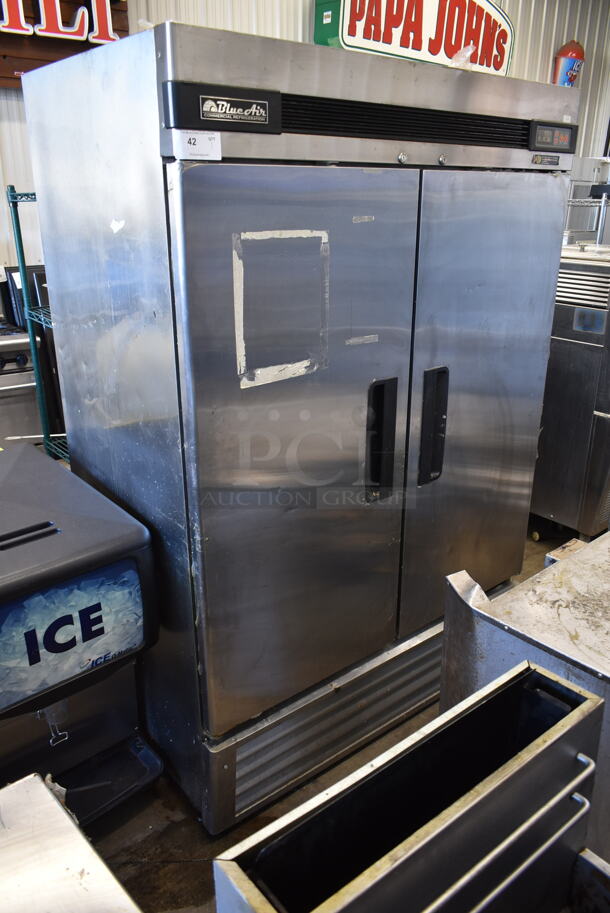 Blue Air BASR2 Stainless Steel Commercial 2 Door Reach In Cooler w/ Poly Coated Racks. 115 Volts, 1 Phase. Tested and Working! - Image 1 of 7