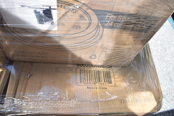 PALLET LOT of 12 BRAND NEW Boxes Including 6 Box 50020DWALLW Choice 20 oz. White Smooth Double Wall Paper Hot Cup - 500/Case, 4 Box 500L1020W Choice White Hot Paper Cup Travel Lid for 10-24 oz. Standard Cups and 8 oz. Squat Cups - 1000/Case. 12 Times Your Bid!  - Image 6 of 10