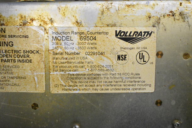 Vollrath Intrigue Electric Powered Single Burner Induction Range. 208/240 Volts, 1 Phase.  - Image 3 of 3