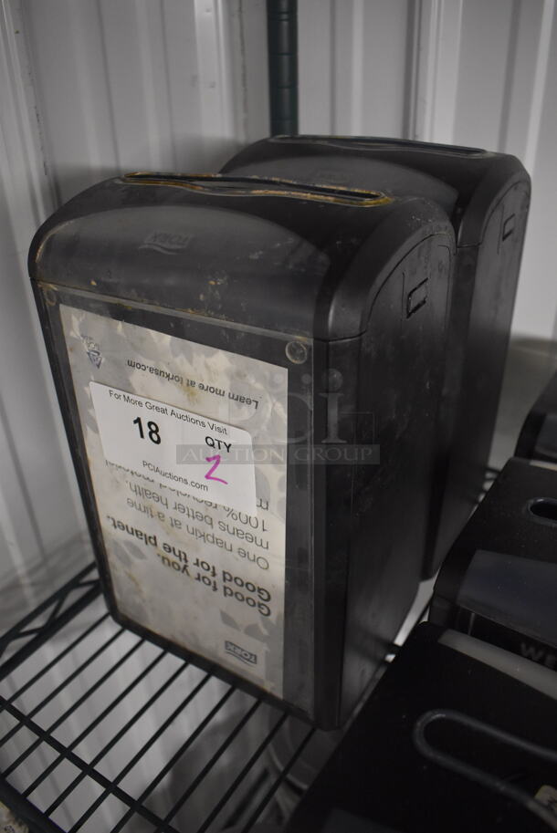 2 Tork Black and Clear Poly Napkin Dispensers. 7.5x5.5x12 2 Times Your Bid! - Image 2 of 3