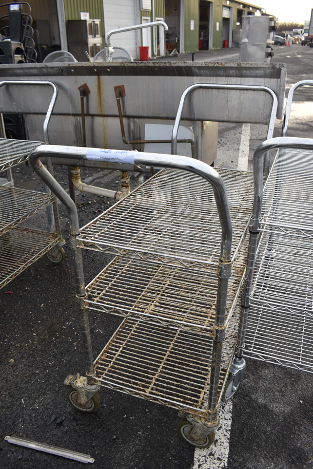 Chrome Finish 3 Tier Cart w/ 2 Push Handles on Commercial Casters. 18x49x40 - Image 2 of 3