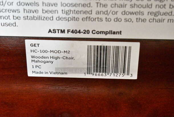 5 BRAND NEW! GET HC-100-MOD-M2 Mahogany Finish Hardwood High Chair . 5 Times Your Bid! - Image 4 of 4