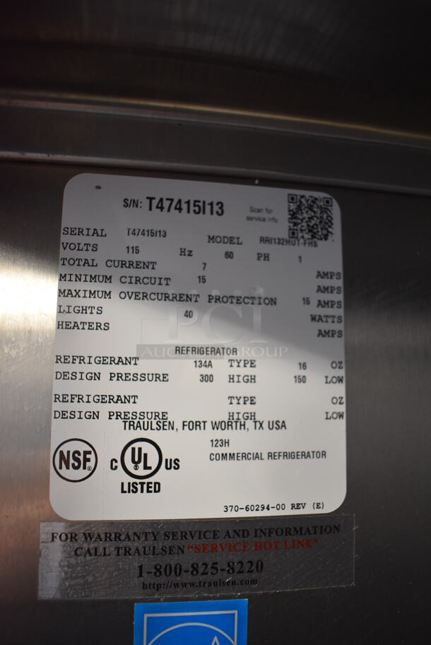 Traulsen RRI132HUT-FHS ENERGY STAR Stainless Steel Commercial Single Door Roll In Rack Proofer. 115 Volts, 1 Phase. 35.5x36x89. Tested and Powers On But Does Not Get Cold - Image 3 of 4