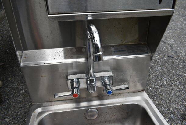 Stainless Steel Commercial Single Bay Wall Mount Sink w/ Faucet, Handles and Cabinet. - Image 5 of 8