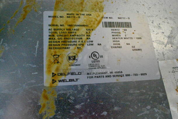 2018 Delfield N8717-D Stainless Steel Commercial Heated Drop In Steam Well. 120 Volts, 1 Phase. Cannot Test Due To Plug Style - Image 8 of 8