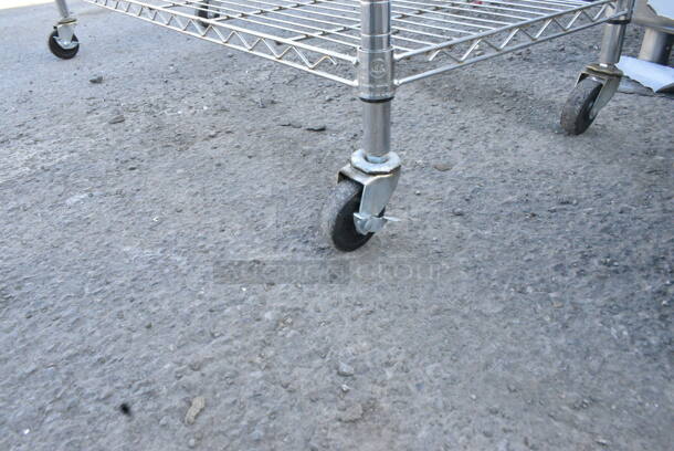 Chrome Finish 6 Tier Wire Shelving Unit on Commercial Casters. BUYER MUST DISMANTLE. PCI CANNOT DISMANTLE FOR SHIPPING. PLEASE CONSIDER FREIGHT CHARGES.  - Image 2 of 4