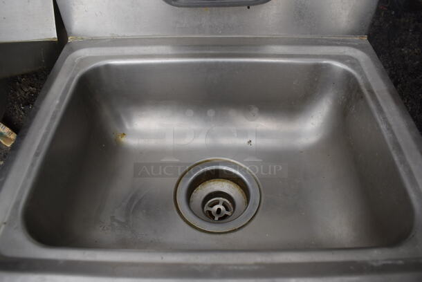 Stainless Steel Single Bay Wall Mount Sink w/ Faucet and Handles. 17x17x24 - Image 5 of 6