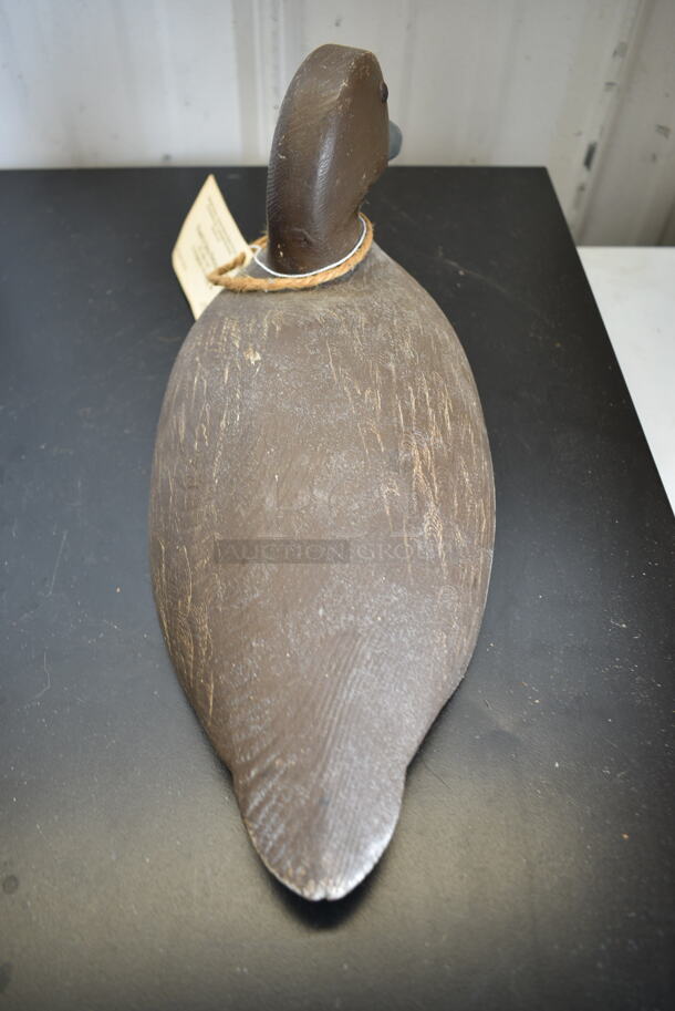 VINTAGE Hand Carved Bluebill Hen Duck Decoy. From Thousand Islands Region in New York. Original Tack Eyes. Original Paint. Approximately 100 Years Old. - Image 5 of 7