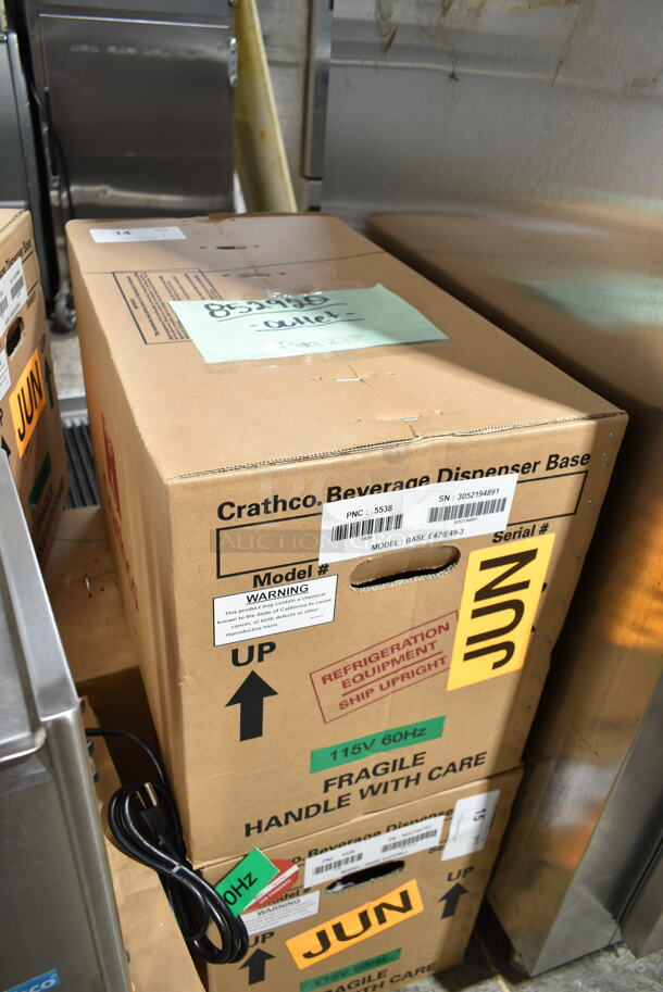 BRAND NEW SCRATCH AND DENT! Crathco BASE E47/E49-3 Classic Bubbler Series Quadruple 2.4 Gallon Bowl Stainless Steel Cold Beverage Dispenser. Base Only. Tested and Working! - Image 2 of 3