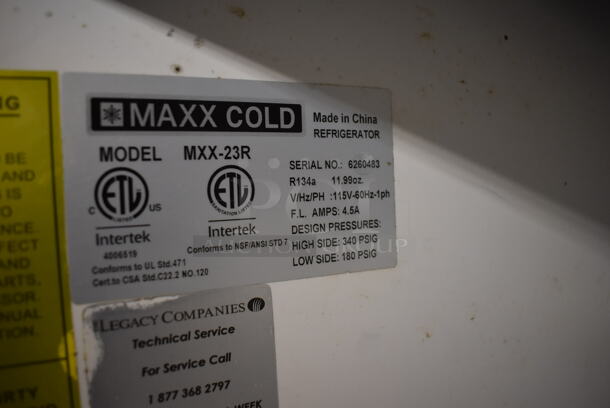 Maxx Cold MXX-23R Metal Commercial Single Door Reach In Cooler. 115 Volts, 1 Phase. 30x30x74. Tested and Working! - Image 5 of 7