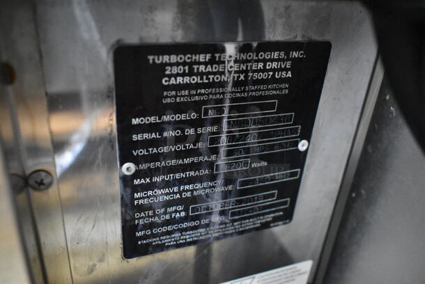 2019 Turbochef NGO Metal Commercial Countertop Electric Powered Rapid Cook Oven. 208/240 Volts, 1 Phase.  - Image 5 of 5