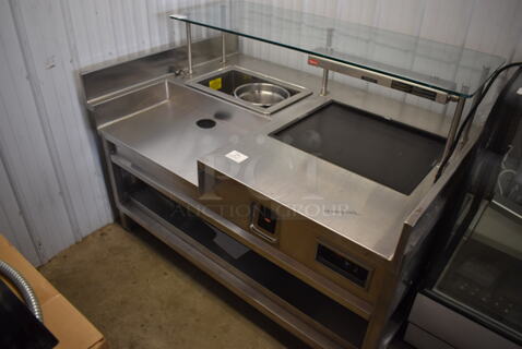 Hatco Stainless Steel Commercial Work Station w/ Warming Area, Drop In, Glass Over Shelf and Under Shelf. 66x45x48. Tested and Working!