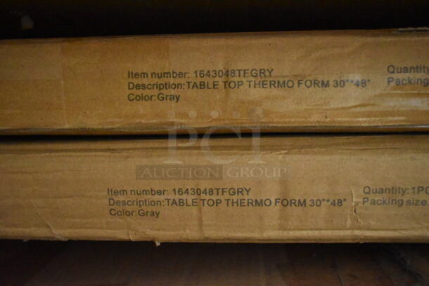 2 BRAND NEW SCRATCH AND DENT! Lancaster Table & Seating 1643048TFGRY 30" x 48" Rectangular Thermo-Formed MDF Table Top with Gray Wood Finish. 2 Times Your Bid! - Image 3 of 5