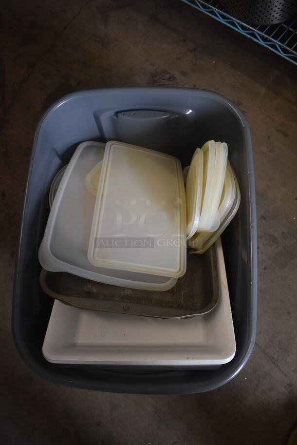 Tier Lot Including Baking Pan, Pots, Lids, Trays, Bus Tubs and Storage Bin - Image 3 of 3