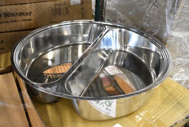 4 BRAND NEW SCRATCH AND DENT! Items Including 922EC4DIVFP Acopa 6.5 Qt. Supreme Divided Round Food Pan, Box of 12 oz Clear SAN Plastic Beer Mugs, 2 Metal Fry Baskets. 4 Times Your Bid!  - Image 4 of 7