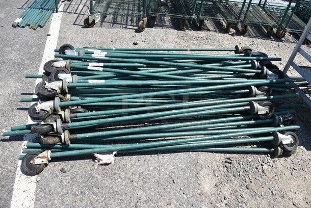 ALL ONE MONEY! Lot of 7 Metro Green Finish Poles w/Commercial Casters. 68