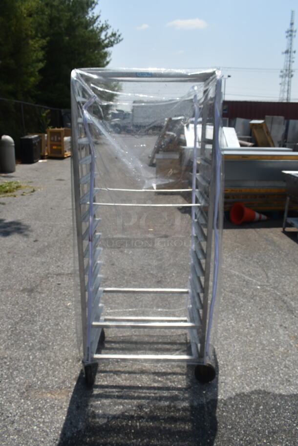 Metal Commercial Pan Transport Rack w/ Clear Cover on Commercial Casters. - Image 1 of 4