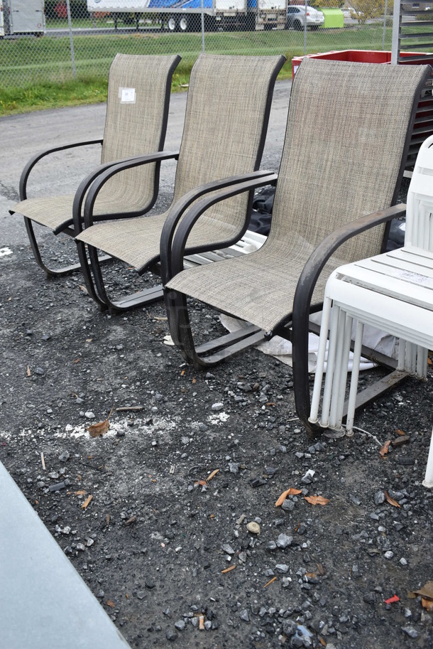 3 Metal Patio Chairs w/ Arm Rests. 24x28x41. 3 Times Your Bid! - Image 3 of 5