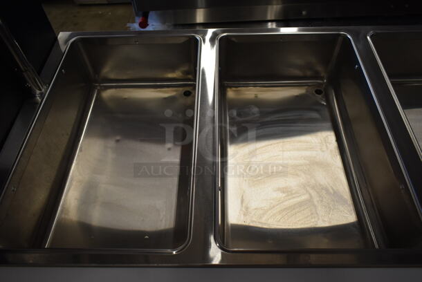 BRAND NEW SCRATCH AND DENT! 2023 ServIt 423EST3WSPB Stainless Steel Commercial Floor Style Electric Powered 3 Pan Sealed Well Electric Powered Partially Enclosed Base Steam Table. 120 Volts, 1 Phase. Tested and Working! - Image 4 of 9