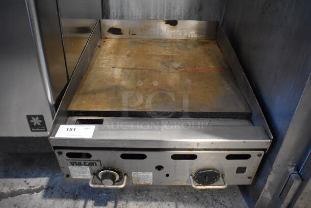 Vulcan Stainless Steel Commercial Countertop Natural Gas Powered Flat Top Griddle w/ Thermostatic Controls. 24x32x16 - Image 1 of 4