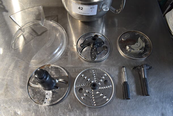ALL ONE MONEY! Lot of Metal Mixing Bowl, 4 Food Processor Blades and Clear Cover - Image 3 of 5