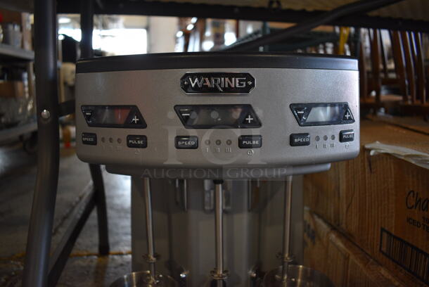 Waring Metal Commercial Countertop 3 Head Drink Mixer w/ 3 Mixing Cups. 12x9x20. Tested and Working! - Image 3 of 6