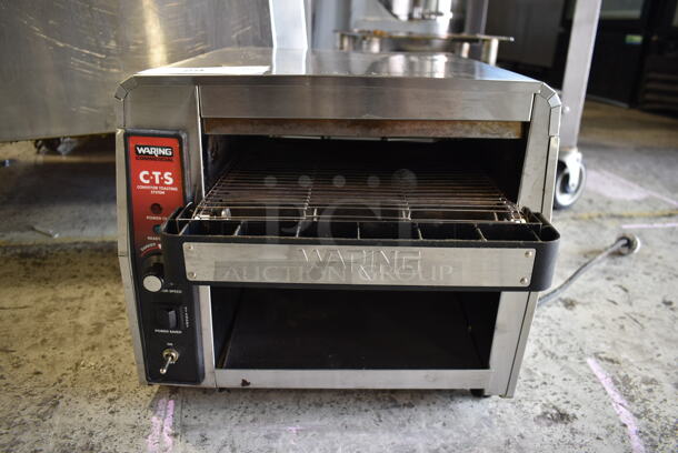 Waring CTS1000 Stainless Steel Commercial Countertop Electric Powered Conveyor Oven Toaster. 120 Volts, 1 Phase. Tested and Gets Hot But Conveyor Belt Does Not Move - Image 3 of 7