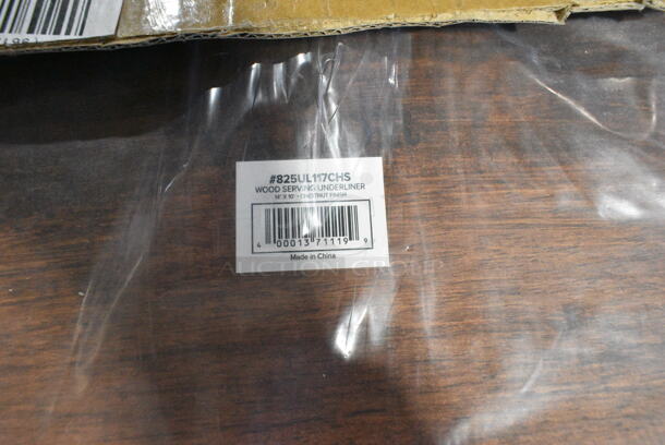 BRAND NEW IN BOX! Box of 6 Choice 825UL117CHS Valor 13 3/4" x 9 3/4" Rectangular Rubberwood Underliner with Rustic Chestnut Finish - Image 4 of 5