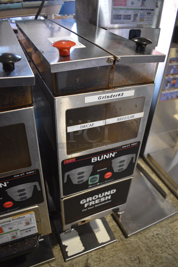 Bunn Model G9-2T DBC Stainless Steel Commercial Countertop Coffee Bean Grinder. 120 Volts, 1 Phase. 8.5x18.5x28. Tested and Working! - Image 3 of 7
