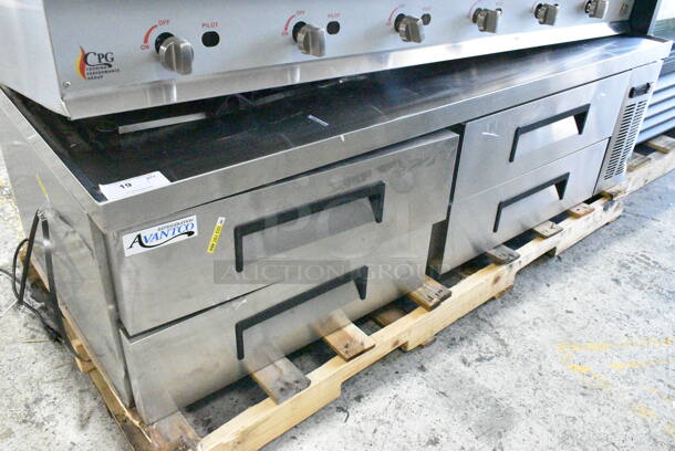 BRAND NEW SCRATCH AND DENT! 2024 Avantco 178CBE72HC Stainless Steel 72" 4 Drawer Refrigerated Chef Base. 115 Volts, 1 Phase. Tested and Powers On But Does Not Get Cold; Shows Error Code - Image 2 of 9