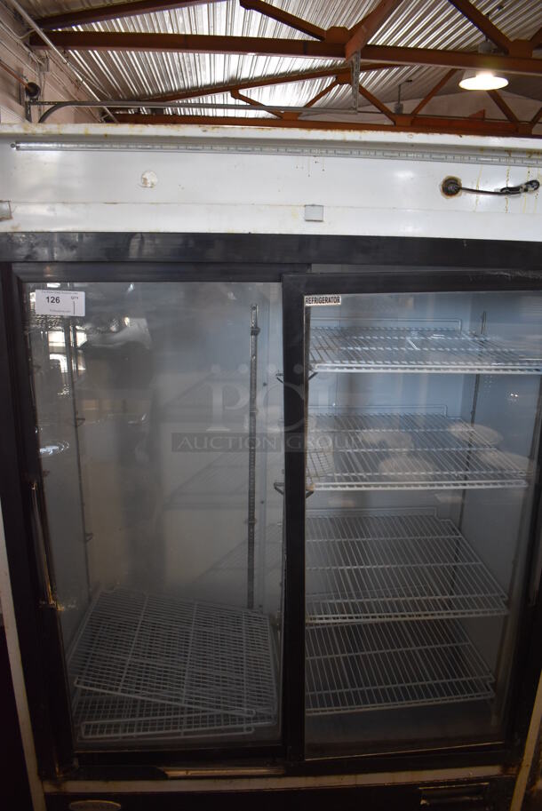 Serv-Ware GR-48S Metal Commercial 2 Door Reach In Cooler Merchandiser w/ Poly Coated Racks. 115 Volts, 1 Phase. 55x31x82. Cannot Test Due To Cut Power Cord - Image 2 of 6