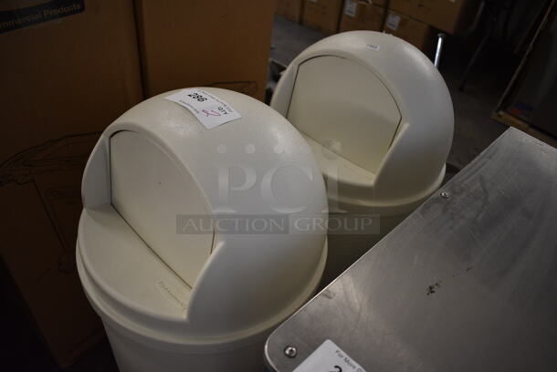2 BRAND NEW! Rubbermaid White Poly Trash Cans. 14x14x37. 2 Times Your Bid! - Image 3 of 3