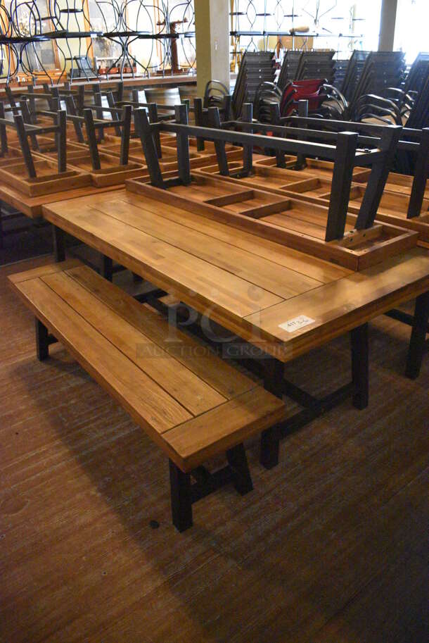 3 Wooden Tables w/ 2 Wooden Benches. BUYER MUST REMOVE. 71x35.5x28, 63x15x18. 3 Times Your Bid! (Susquehanna Ale House) - Image 3 of 4