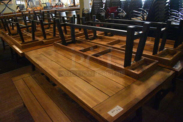 3 Wooden Tables w/ 2 Wooden Benches. BUYER MUST REMOVE. 71x35.5x28, 63x15x18. 3 Times Your Bid! (Susquehanna Ale House) - Image 4 of 4