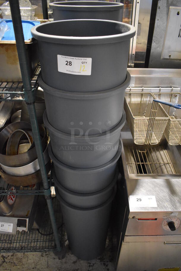 12 BRAND NEW! Rubbermaid Gray Poly Round Trash Cans. 13.5x13.5x27. 12 Times Your Bid! - Image 1 of 4