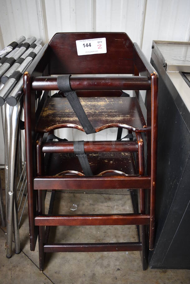 2 Wooden High Chairs. 20x19x28. 2 Times Your Bid!