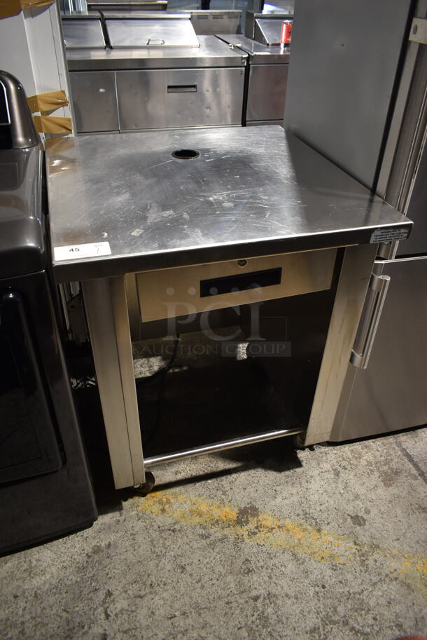 Stainless Steel Commercial Cashier Station on Commercial Casters.