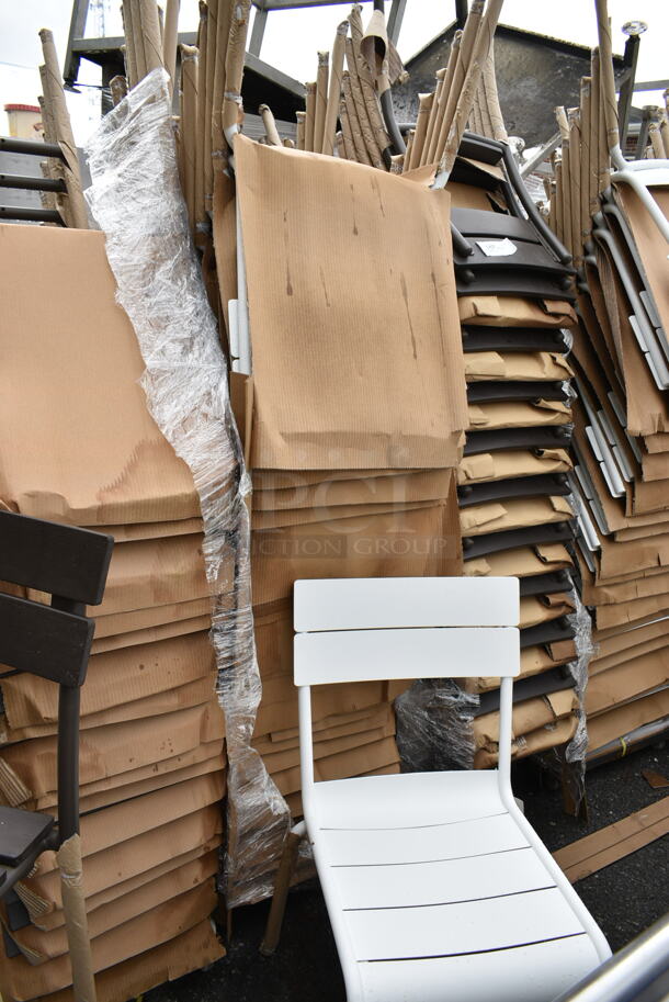 23 BRAND NEW! BFM Seating PH812CWH White Beachcomber Outdoor Dining Height Chair. 23 Times Your Bid! - Image 2 of 4