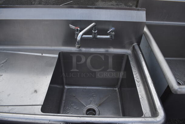 Stainless Steel Commercial Single Bay Sink w/ Left Side Drainboard, Faucet and Handles. 45x25x44. Bay 18x18x12. Drainboard 22x20x1 - Image 3 of 4