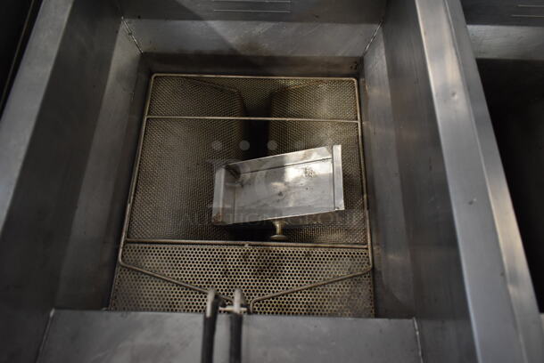 Frymaster FPP245ECSC Stainless Steel Commercial Natural Gas Powered 2 Bay Deep Fat Fryer w/ Filtration System. 122,000 BTU.  - Image 3 of 10