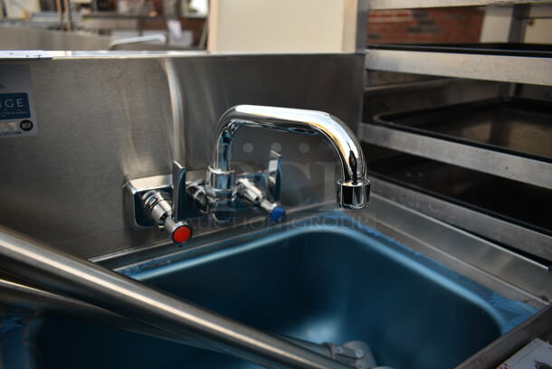 BRAND NEW SCRATCH AND DENT! Advance Tabco PRCS-25-18 Stainless Steel Commercial Single Bay Sink w/ Faucet, Handles and Water Rinsing Bin. - Image 4 of 6
