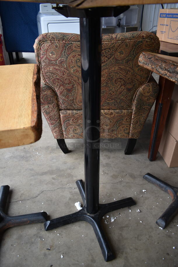 Wooden Bar Height Table w/ Live Edge on Black Metal Table Base.  - Image 3 of 3